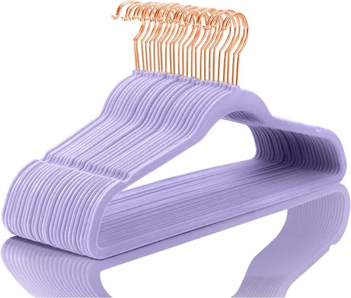 Miniatura 32 de MIZGI Perchas de Terciopelo Premium (Paquete de 50) Resistentes - Perchas de Fieltro Antideslizantes - Percha de Traje de Terciopelo Negro - Ganchos