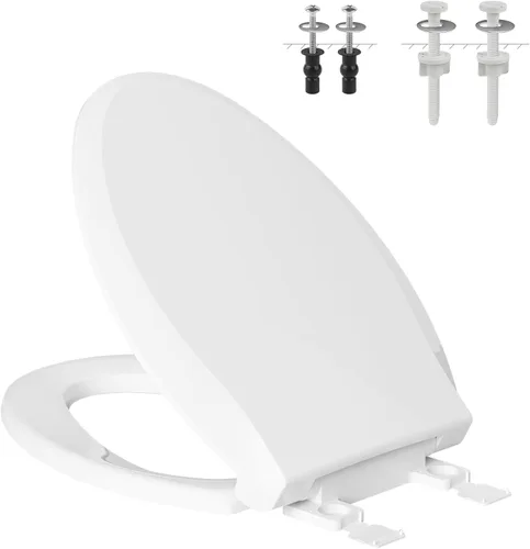 Miniatura 11 de Hibbent Asiento de inodoro de entrenamiento para ir al baño, asiento magnético integrado, tapa con tapa, nunca se afloja y cierra lentamente