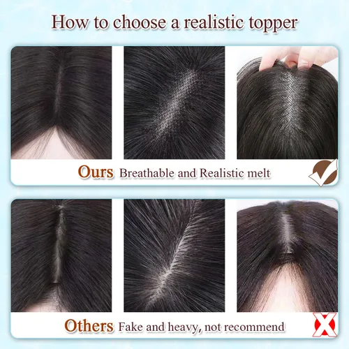 Miniatura 4 de UDU Toppers para el cabello para mujer, cabello humano real, con flequillo, clip en flequillo, pelucas de cabello para mujeres con adelgazamiento