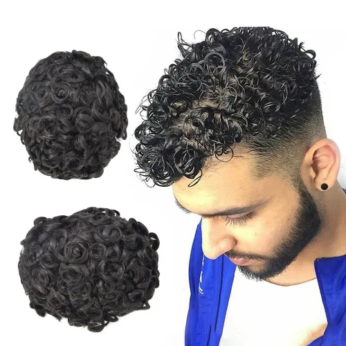 Miniatura 9 de LYRICAL HAIR Unidad de cabello humano de 0.236 in, onda de 0.236 in, unidad de cabello brasileño para hombres negros africanos americanos, #1B Negro