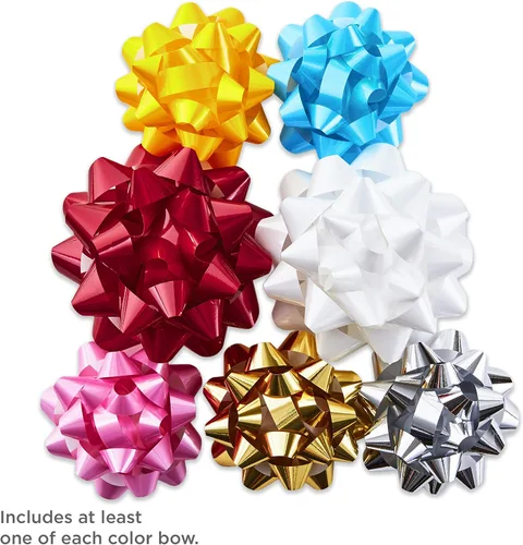 Miniatura 4 de Hallmark Surtido de lazos de regalo (30, 2 tamaños) rojo, blanco, rosa, azul, amarillo, plata, dorado para Navidad, Hanukkah, cumpleaños, bodas