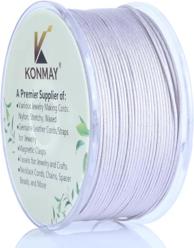 Miniatura 26 de KONMAY - Hilo de nylon negro de 0.6mm con estuche para pulseras, cordón de nailon satinado trenzado de 190 yardas para hacer joyería, encordar
