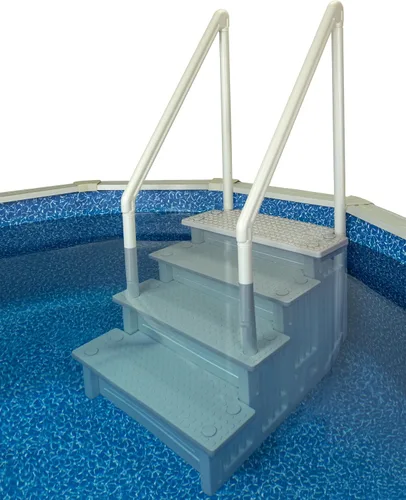 Miniatura 7 de Aqua Select Everest en escalones de piscina Blanco perla con peldaños gris nube para piscinas sobre el suelo Montaje en cubiertas de 48 a 54
