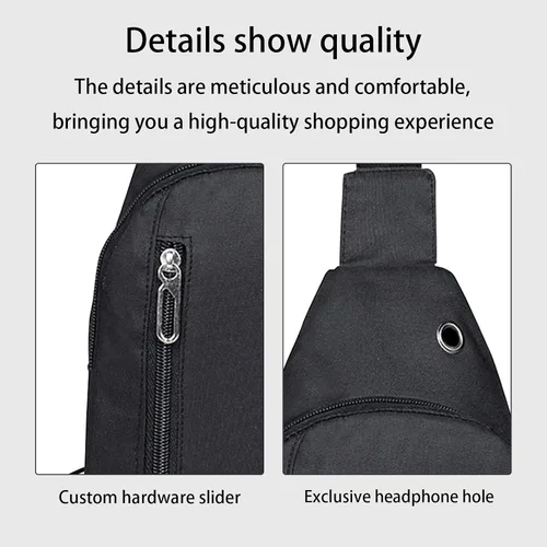 Miniatura 5 de Pequeña bolsa cruzada para el pecho, bolso con correa, mochila de senderismo para hombres y mujeres con agujero para auriculares