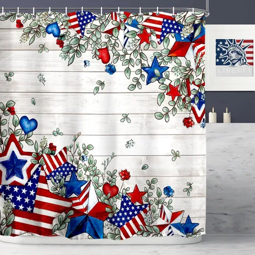 Miniatura 2 de Baccessor Home - Cortina de ducha patriótica del 4 de julio, Día de la Independencia de Estados Unidos, Día de los Caídos de Estados Unidos, cortina
