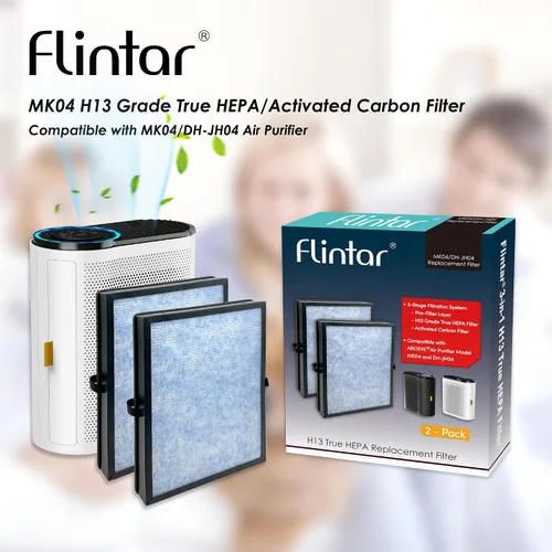 Miniatura 2 de Filtro de repuesto MK04, compatible con purificador de aire AROEVE MK04, MG04JH y DH-JH04, filtración de grado H13, paquete de 2