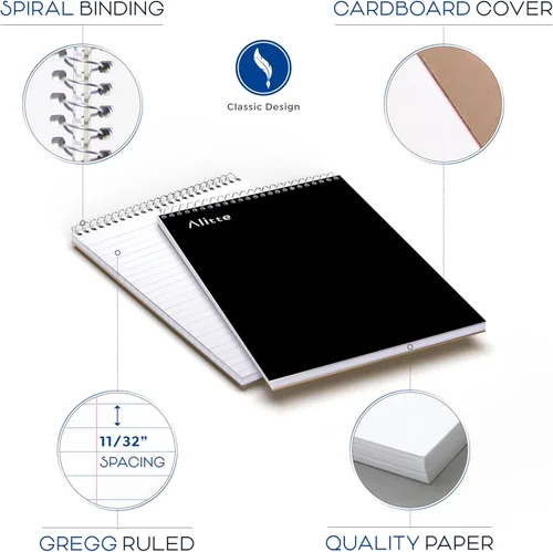 Miniatura 2 de Alitte Steno Pads Spiral 6x9-12 Pack - Gregg Ruled, perfecto para el trabajo, la escuela y el hogar, páginas fáciles de arrancar, papel blanco, sin