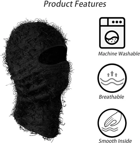Miniatura 3 de TFTSR Paquete de 2 pasamontañas desgastados para hombre, máscara facial de punto Shiesty Yeat para clima frío, cobertura completa de invierno
