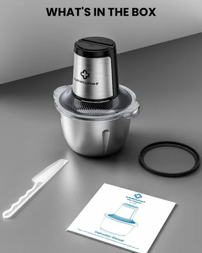 Miniatura 9 de LINKChef Food Processor, 6 Cup Mini Food Chopper, 250W Electric Meat Grinder with Stainless Steel Blades, 1.5L Compact Kitchen Processor for Meat