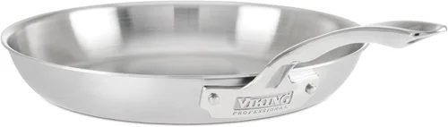 Miniatura 8 de Viking Sartén antiadherente de 5 capas, utensilios de cocina de acero inoxidable de 12 pulgadas con tapa, color plateado