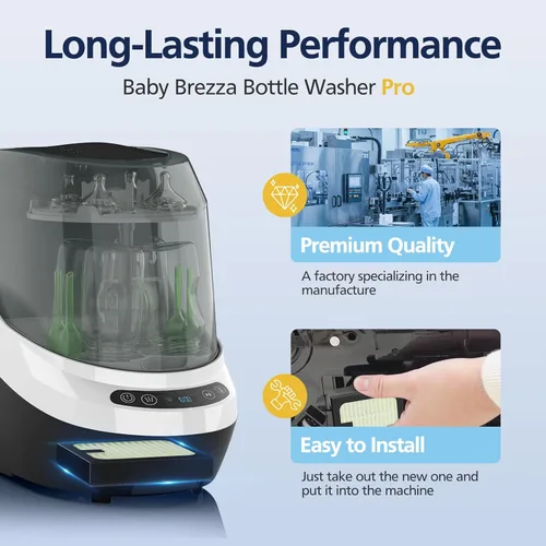 Miniatura 4 de Paquete de 4 filtros HEPA de repuesto para lavadora de biberones Baby Brezza Baby Bottle Washer Pro, filtración de alto rendimiento para limpiador