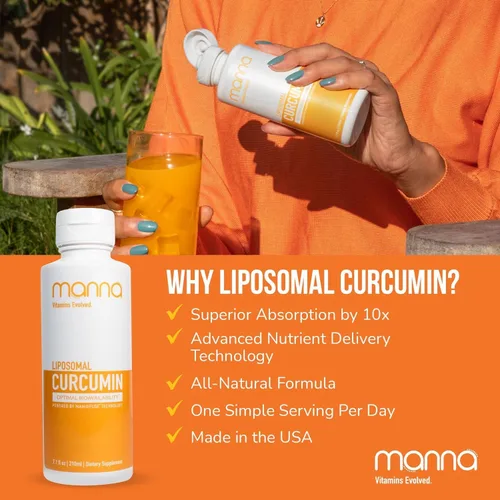 Miniatura 7 de Manna Vitamins Evolved Curcumina líquida liposomal para una absorción avanzada, el mejor suplemento de cúrcuma para apoyo diario de la salud