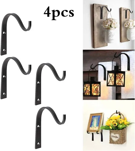 Miniatura 4 de Soporte para plantas colgantes, colgador de pared de metal para interiores y exteriores, gancho decorativo para colgar plantas, cesta de flores