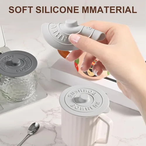 Miniatura 3 de Cubiertas de Tazas de Silicona (Juego de 3), Tapas de Silicona Multicolor para Tazas, Tazas, Teteras, Cubiertas Flexibles para Tazas, Tapas de Tazas