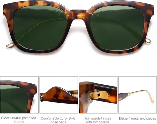 Miniatura 3 de SOJOS Lentes de sol polarizados cuadrados clásicos para mujeres y hombres, retro, modernos, protección ultravioleta UV400 SJ2050