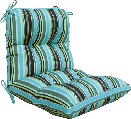 Miniatura 9 de Cojín acolchado para silla de respaldo alto para interiores y exteriores, cojines de asiento de patio, color negro