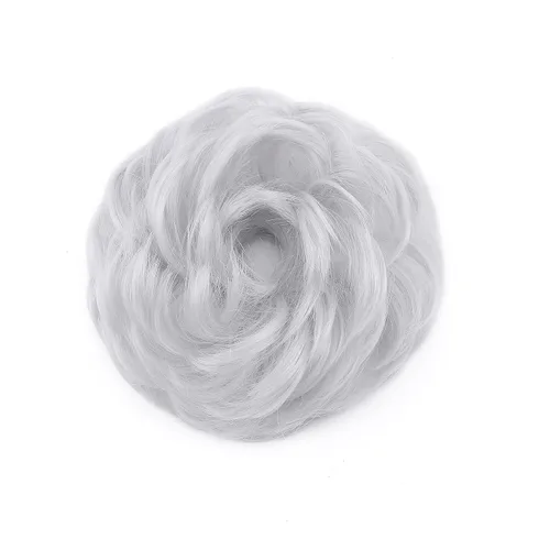 Miniatura 2 de Benehair Moño desordenado, pieza de pelo recogido para mujer, esponjoso, ondulado, moño con dona, moño sintético con banda elástica de goma