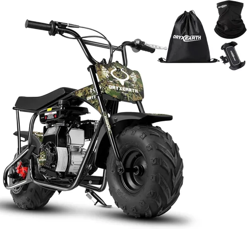 Miniatura 10 de Oryxearth Mini bicicleta de tierra todoterreno de 105cc de 4 tiempos, 28mph, a gasolina con transmisión automática y arranque de tirón para adultos