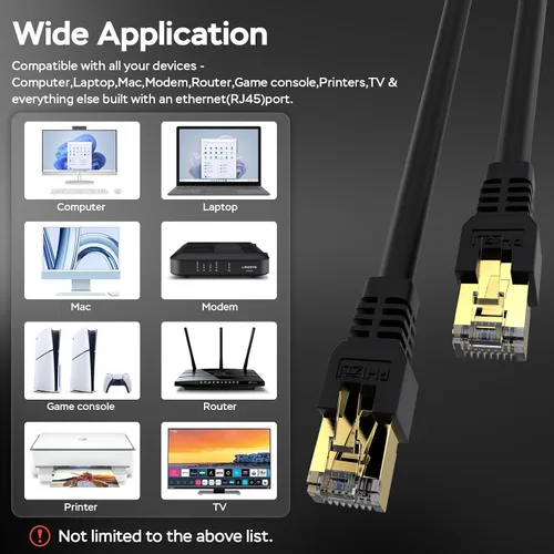 Miniatura 7 de Cable Ethernet Cat7 de 50 pies, Cat7 3 pies, 15 pies, 25 pies, 50 pies, 100 pies, 125 pies, 150 pies, 175 pies, 200 pies, 225 pies, 300 pies, 330