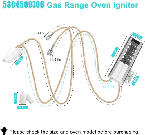 Miniatura 5 de 5304509706 Encendedor de horno de gas, 316489402 Reemplazo de encendedor de horno – para horno Kenmore serie 790 y horno de gas Frigidaire