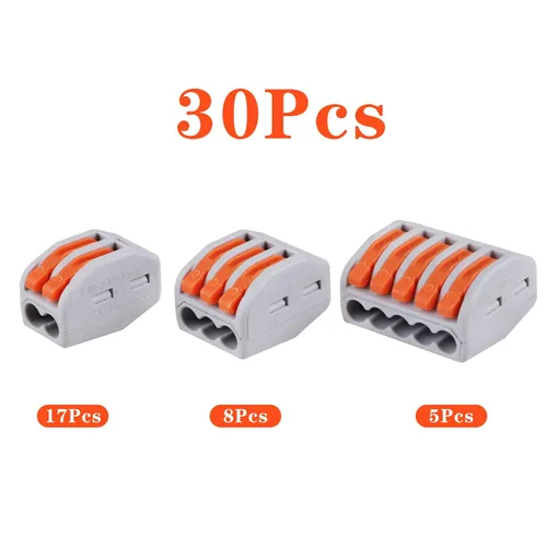 Miniatura 2 de Kit de surtido de 30 conectores eléctricos de alambre de palanca con tuercas, 28-12 AWG, combinación compacta de múltiples conductores de 2/3/5