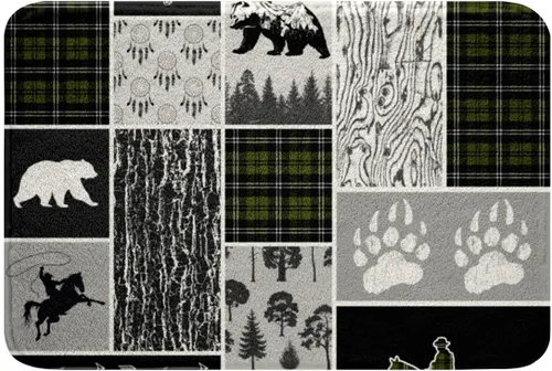 Miniatura 17 de Erosebridal Woodland Animals Bath Mat Bear Deer Wolf Hunting Theme Bathroom Rugs Rustic Cabin Lodge Decor Doormats Floor Mats Farmhouse Wildlife