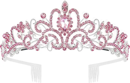 Miniatura 9 de COCIDE Diadema de cristal con coronas de tiara, corona de diamantes de imitación de princesa con peines, diademas de novia, boda, graduación, fiesta