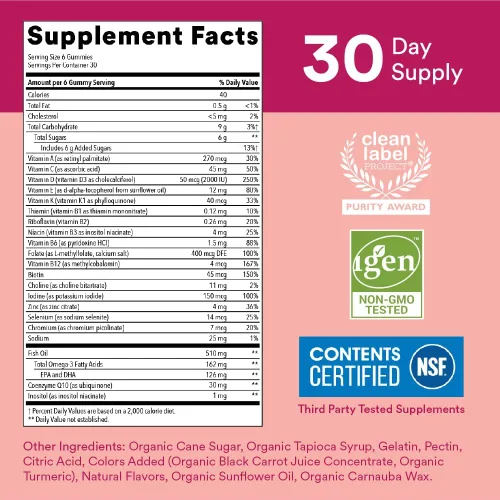Miniatura 3 de SmartyPants Multivitaminas gommicas de fórmula de mujeres, 180 cuentas (30 días de suministro) (WC180)