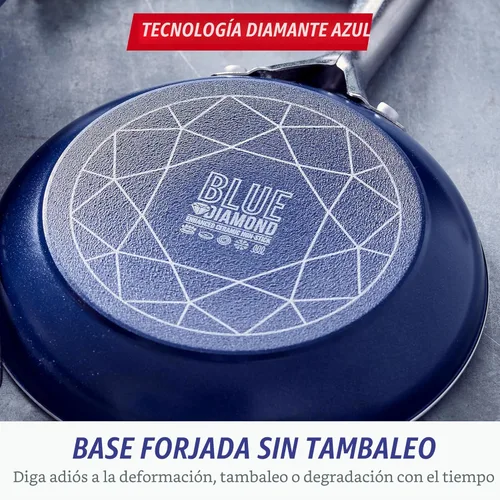 Miniatura 8 de Blue Diamond Juego de utensilios de cocina antiadherentes de 14 piezas, ollas y sartenes de cerámica de diamante, apto para lavavajillas
