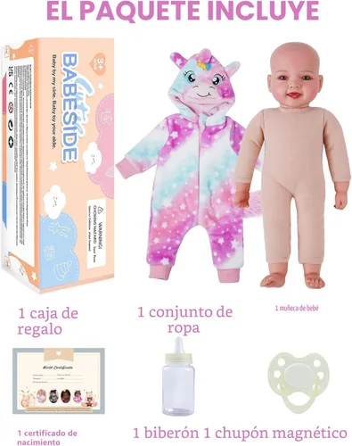 Miniatura 6 de BABESIDE Muñecas de bebé, 17 pulgadas, grande, realista, lindo cuerpo suave, muñecas de bebé de la vida real con accesorios para niñas de más de 3 A