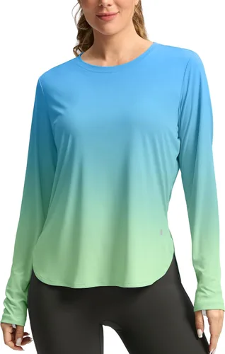 Miniatura 9 de Camisetas de sol para mujer, con protección ultravioleta FPU 50+, manga larga, ligera, de secado rápido, para entrenamiento, senderismo, para mujer