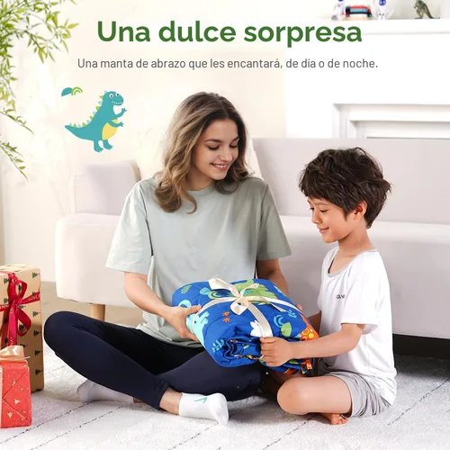 Miniatura 5 de Sivio Manta con peso de 5 libras, manta de regazo con peso de dinosaurio azul, manta transpirable pesada para dormir, lavable, 36 x 48 pulgadas