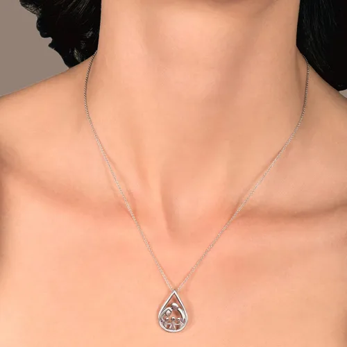 Miniatura 30 de Jewelili - Collar con colgante de plata de ley o oro rosa o amarillo sobre plata, cadena de eslabones de 18 pulgadas