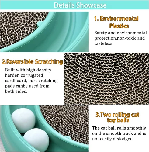 Miniatura 3 de Juguete de Pelota Interactiva con Pista para Gatos de Interior, Tabla de Rascar para Gatos y Conjunto de Ejercicio para Gatos Adultos