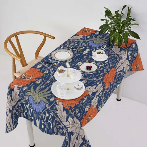 Miniatura 55 de Mantel de Mesa William Morris, Diseño Original William Morris Rústico de Granja Familiar con Estampado Étnico Mínimo para Decoración de Fiesta