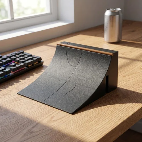 Miniatura 3 de Alasum - Rampa de patineta de dedo de 5.51 x 5.51 x 2.75 pulgadas, tubo de plástico negro de un cuarto de tubería - Boost Kickflips y transiciones