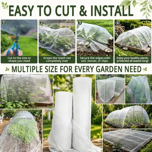 Miniatura 6 de Red con barandilla contra mosquitos, insectos y pájaros, malla para jardín protege plantas, frutas y flores, 15 pies