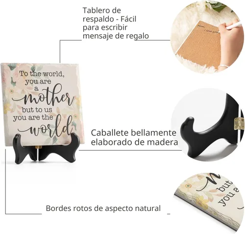 Miniatura 4 de LukieJac Regalo para el día de la madre para la mejor mamá del mundo, placa de cerámica de 6 pulgadas y 6 pulgadas, regalo de hijo, hija, suegra