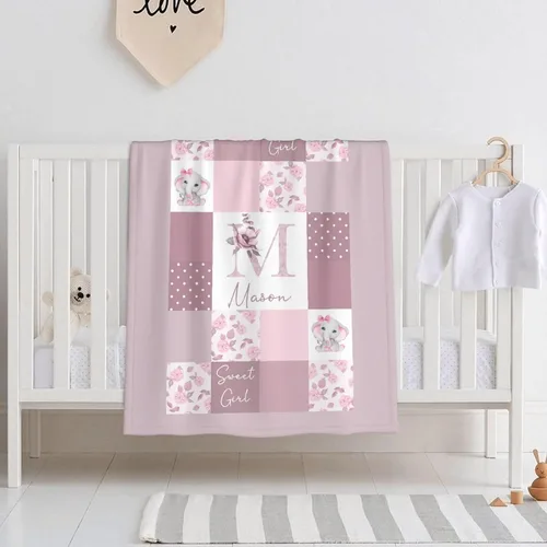 Miniatura 16 de Manta personalizada con nombre, manta personalizada de animales de bebé, regalos conmemorativos para envolver niños pequeños, cumpleaños familiar