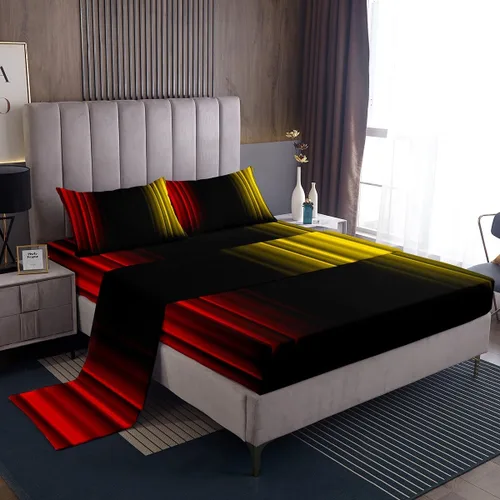 Miniatura 22 de Feelyou Juego de sábanas decorativas con ombre abstracto para niños y adolescentes, juego de sábanas rojas y negras de moda para dormitorio de niñas