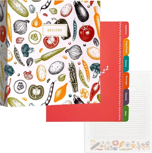 Miniatura 26 de Jot & Mark - Organizador de recetas con 3 anillos (Cosecha otoñal) 50 tarjetas de recetas de 4 x 6, separadores de página completa y protectores