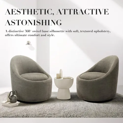 Miniatura 6 de COLAMY Juego de 2 sillas giratorias de acento, silla redonda giratoria de 360 con almacenamiento oculto, sillón moderno pequeño tipo barril