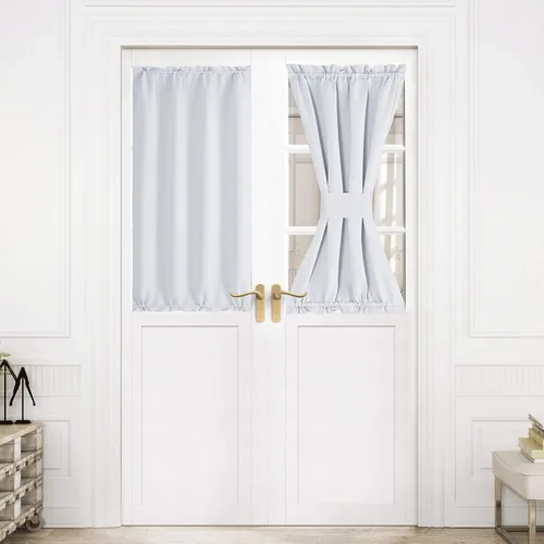 Miniatura 142 de NICETOWN Cortinas opacas unicolor con aislamiento térmico para puerta francesa, granja, oscurecimiento de habitación, puertas y ventanas de Marrón