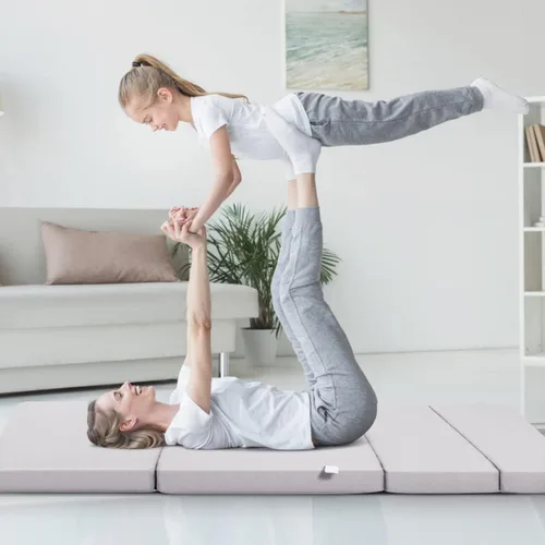 Miniatura 9 de KOMFOTT Colchón de espuma triple plegable de 4 pulgadas, tamaño individual XL con funda extraíble, convertible portátil para sofá, cama, suelo, Gris