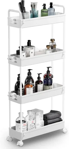 Miniatura 13 de SOLEJAZZ Carrito de almacenamiento rodante de 3 niveles con ruedas, delgado para manualidades, uñas, maquillaje, aperitivos, arte, bebé, carrito
