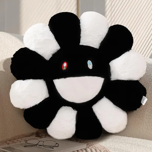 Miniatura 11 de Almohada de flores, almohada colorida en forma de flor, cojines de piso de cara sonriente, lindas almohadas de felpa de girasol, almohadas