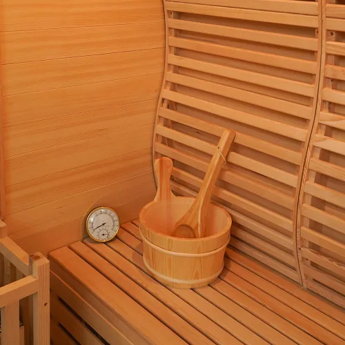 Miniatura 4 de Kit de cubo y cucharón de madera para sauna, accesorios de sauna con termómetro para cualquier barril o sauna de vapor y spa
