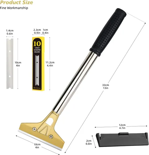 Miniatura 7 de EHDIS Rascador de parrilla plana para rascador de vidrio, cuchilla de metal de 4 pulgadas para limpiar la plancha y parrilla superior plana