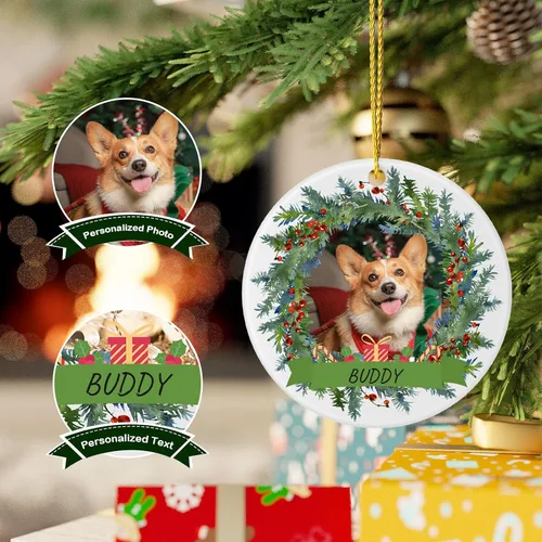 Miniatura 3 de Adornos de Navidad personalizados para perros 2025 – Adornos de foto de mascota personalizados para decoraciones de árboles de Navidad, adorno
