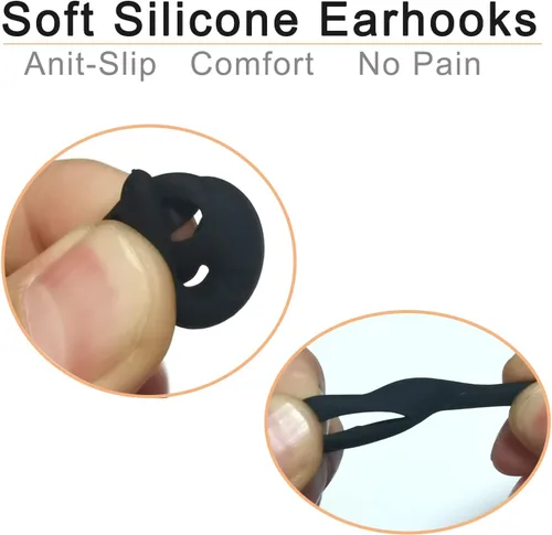 Miniatura 2 de Aletas universales para los oídos, puntas de repuesto para auriculares, puntas de silicona, 3 pares cada uno, 2 clips de cable